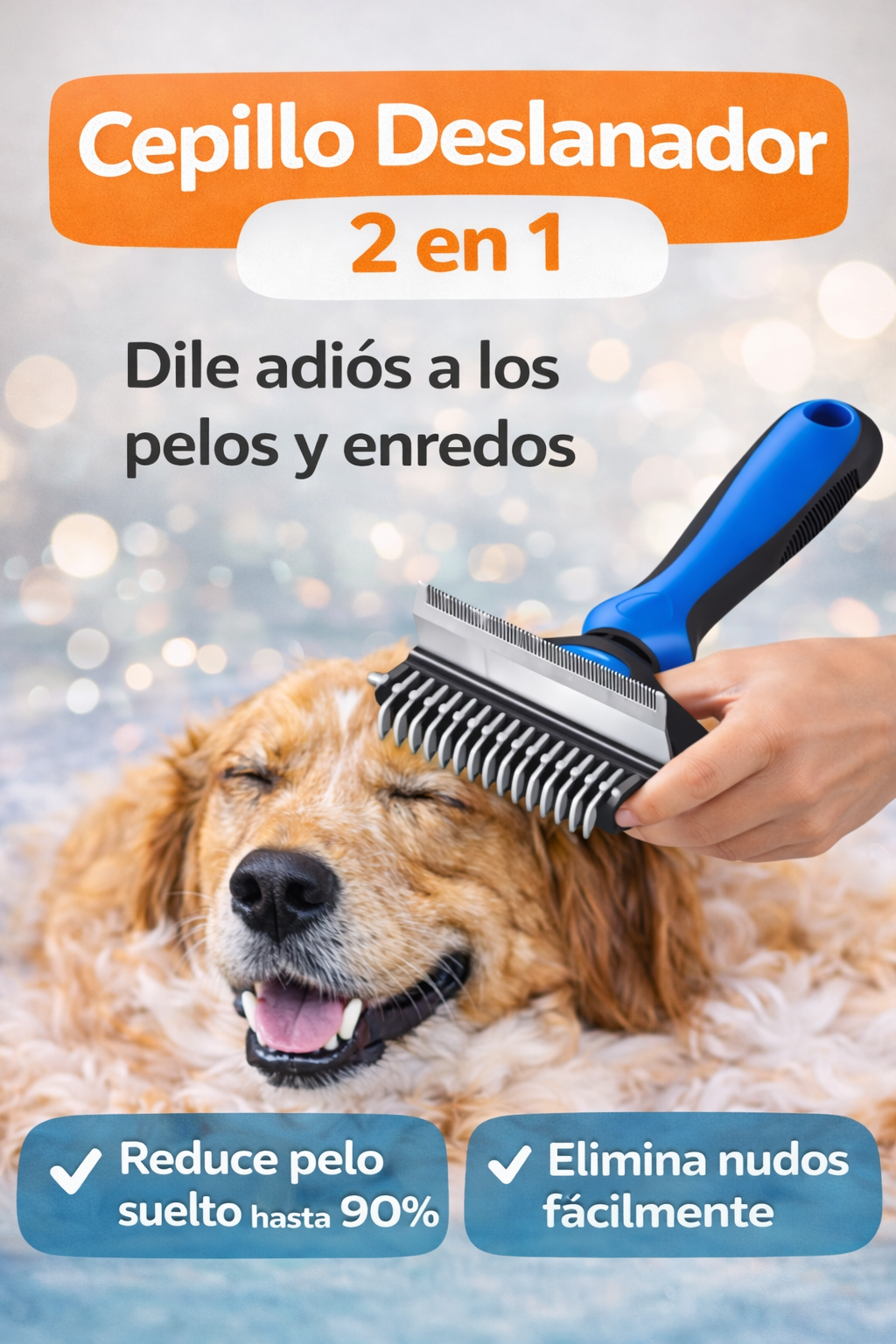 🐾 Cepillo Deslanador 2 en 1 – Adiós pelos, nudos y desorden